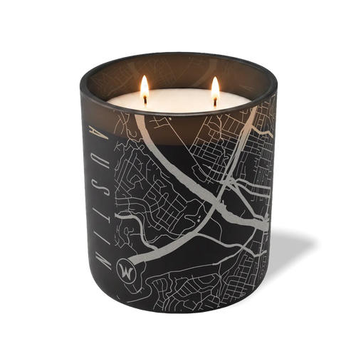Custom Etched Austin Map - 12 oz Candle Black
