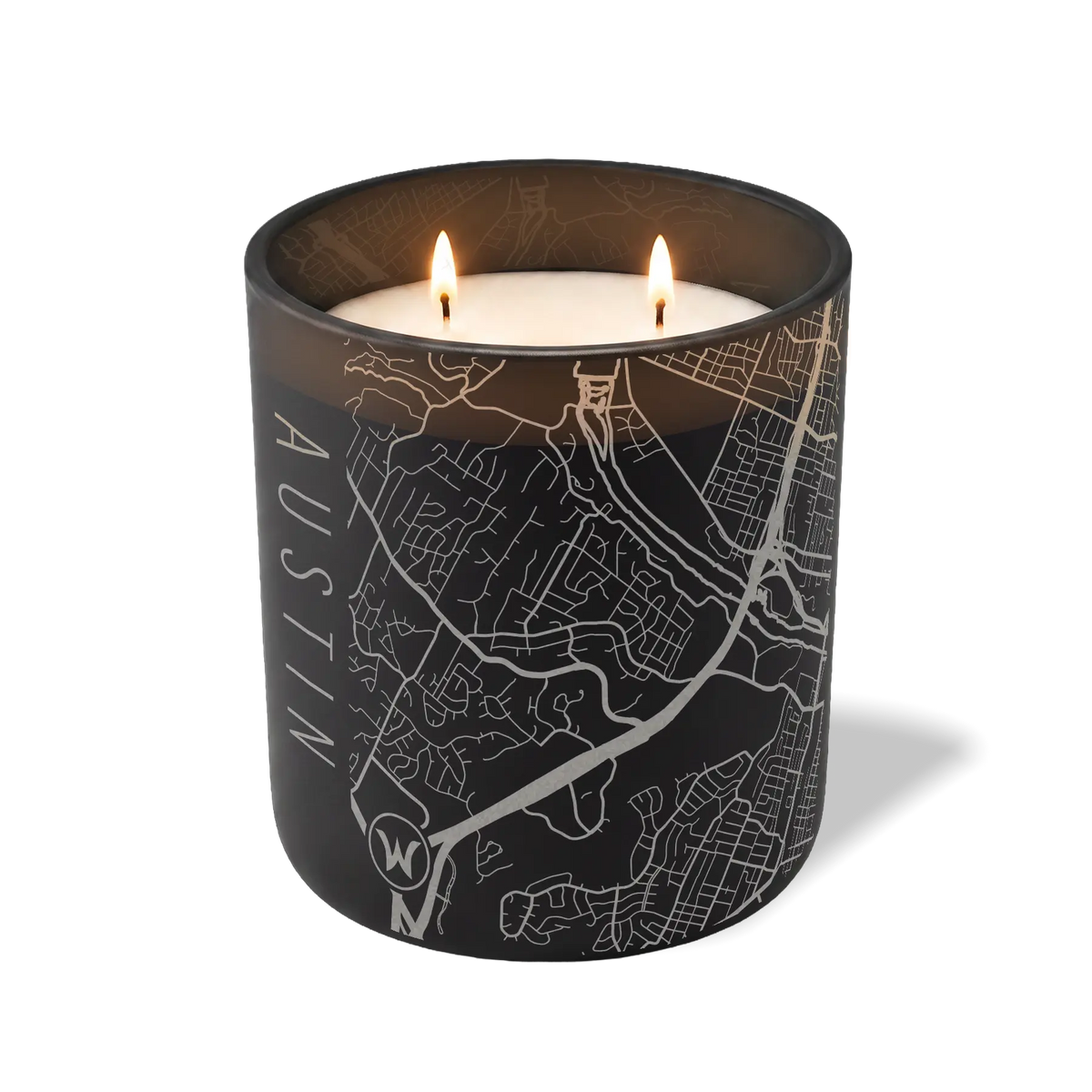 Custom Etched Austin Map - 12 oz Candle Black
