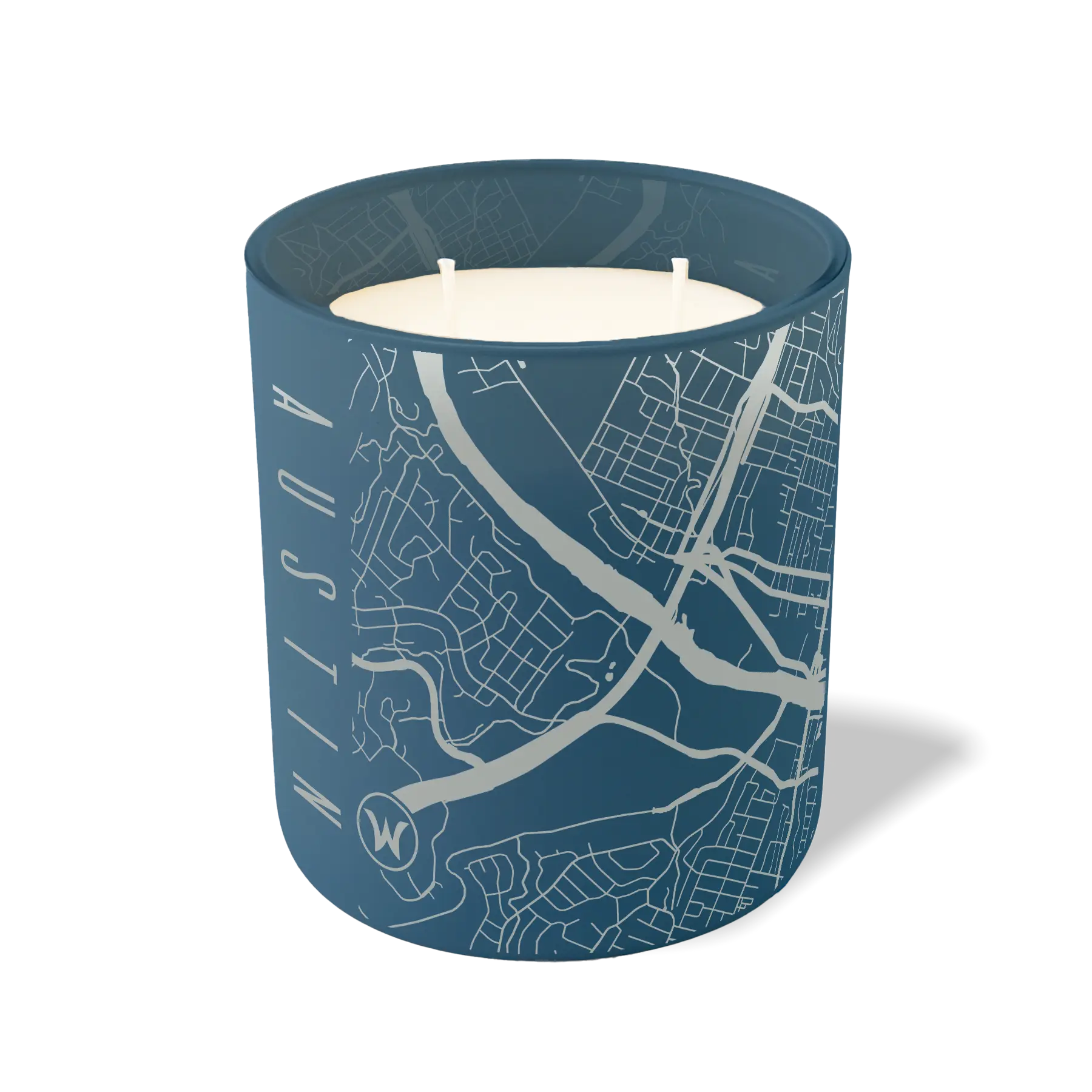 Wild Journey Custom Etched Austin Map 12 oz Studio Series Candle in Cobalt