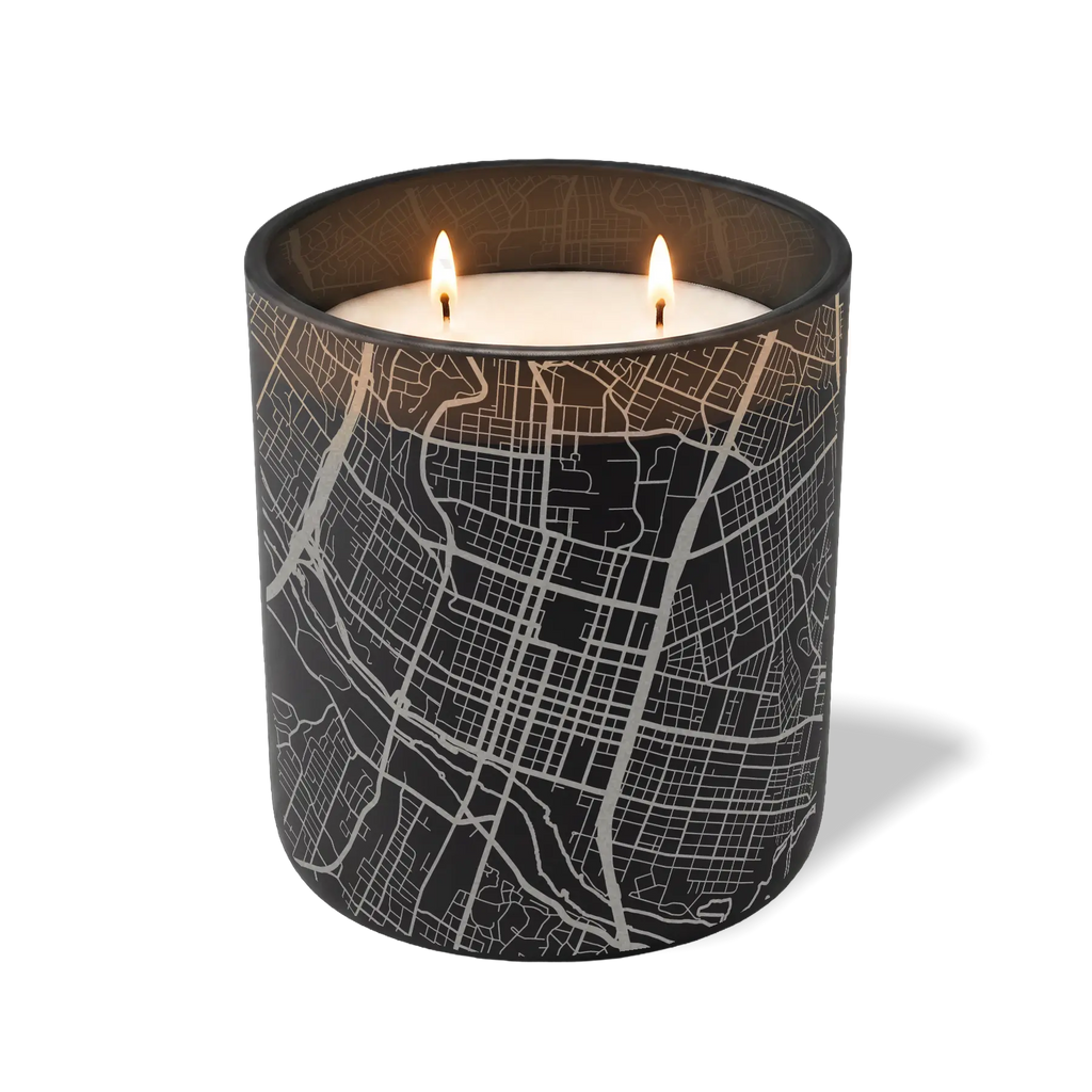 Custom Etched Austin Map - 12 oz Candle Black
