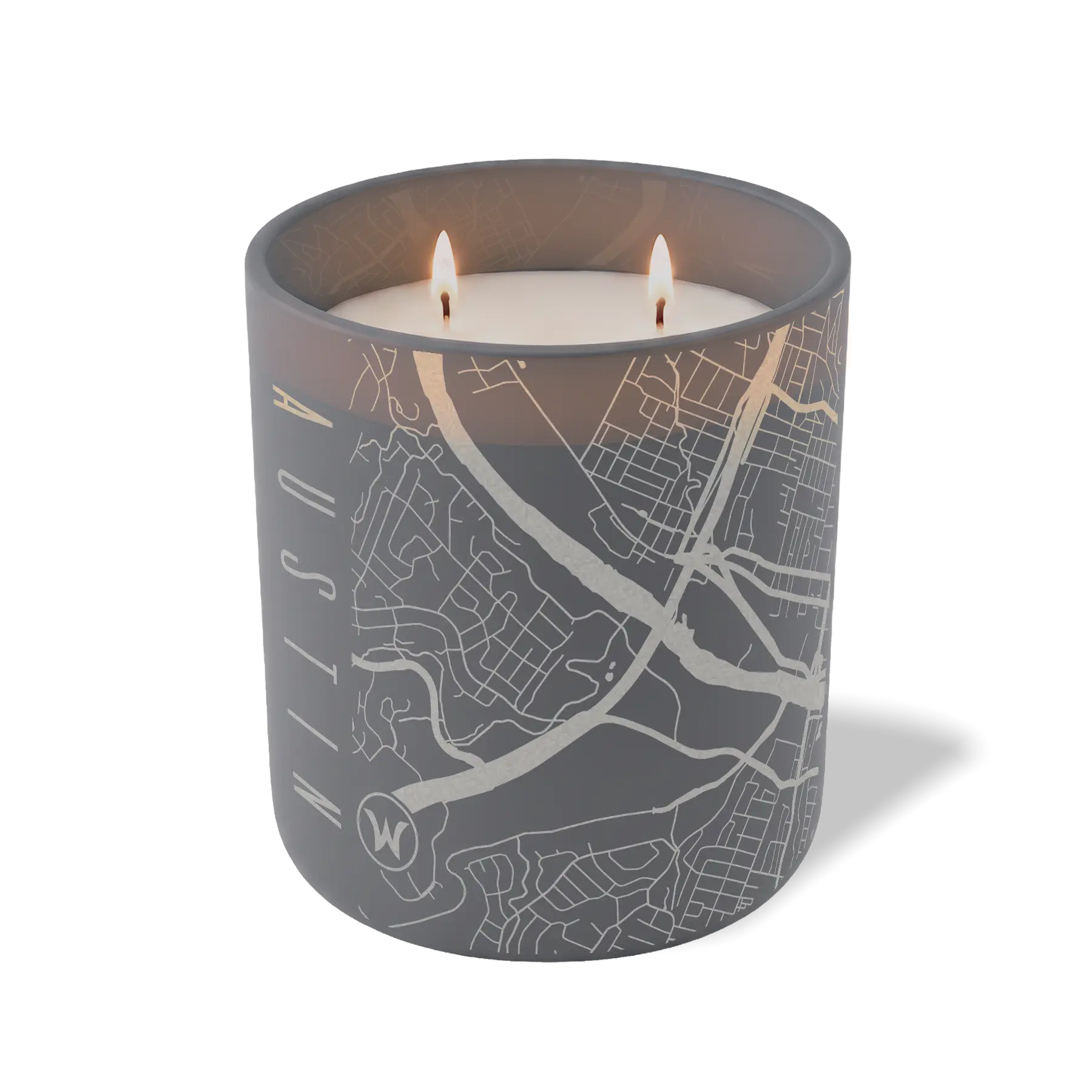 Custom Etched Austin Map - 12 oz Candle Graphite