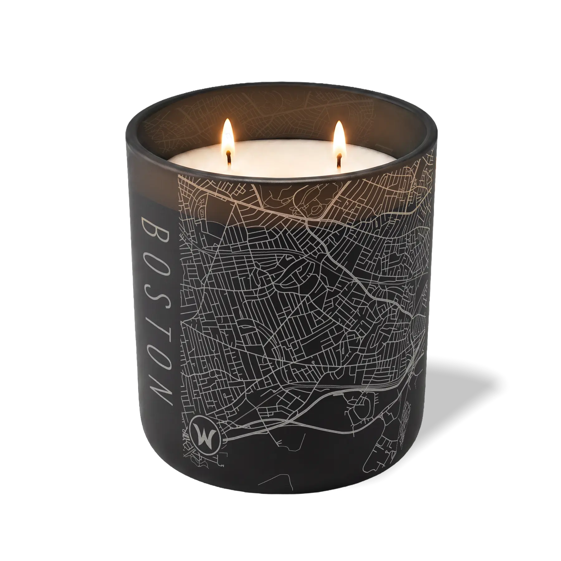Custom Etched Boston Map - 12 oz Candle Black