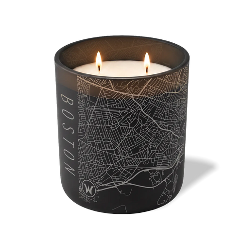 Custom Etched Boston Map - 12 oz Candle Black