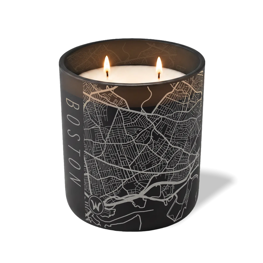Custom Etched Boston Map - 12 oz Candle Black