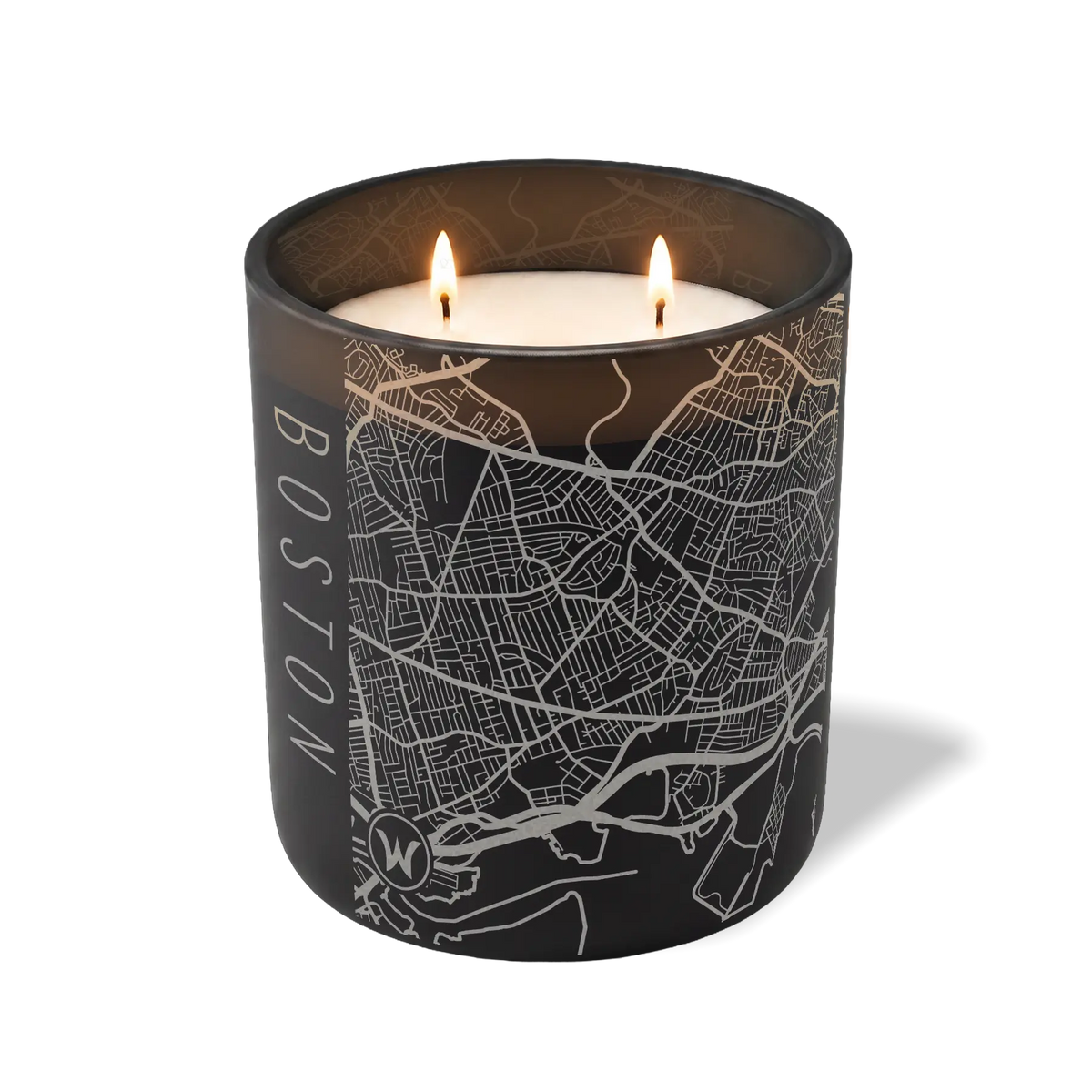 Custom Etched Boston Map - 12 oz Candle Black