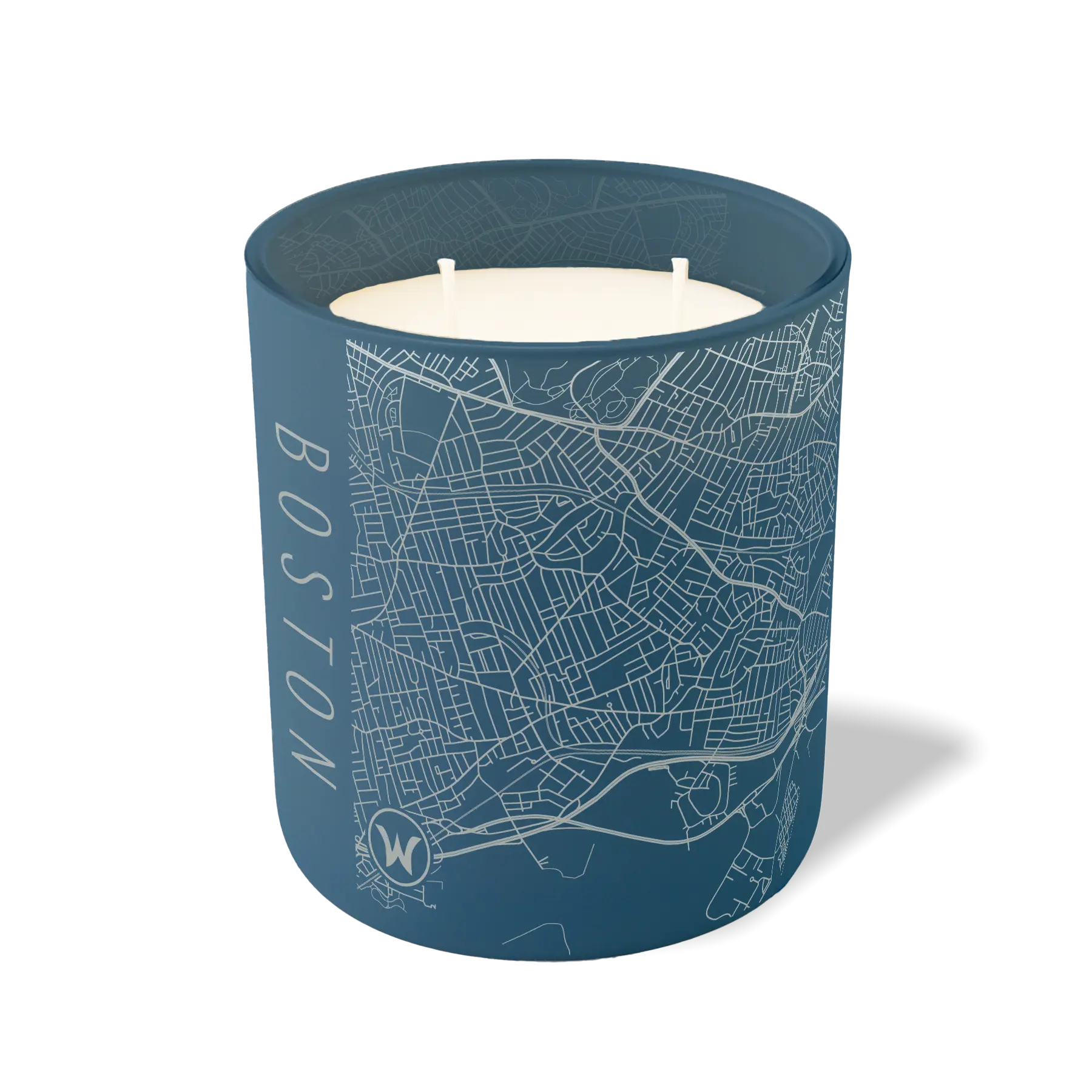Wild Journey Custom Etched Boston Map 12 oz Studio Series Candle in Cobalt