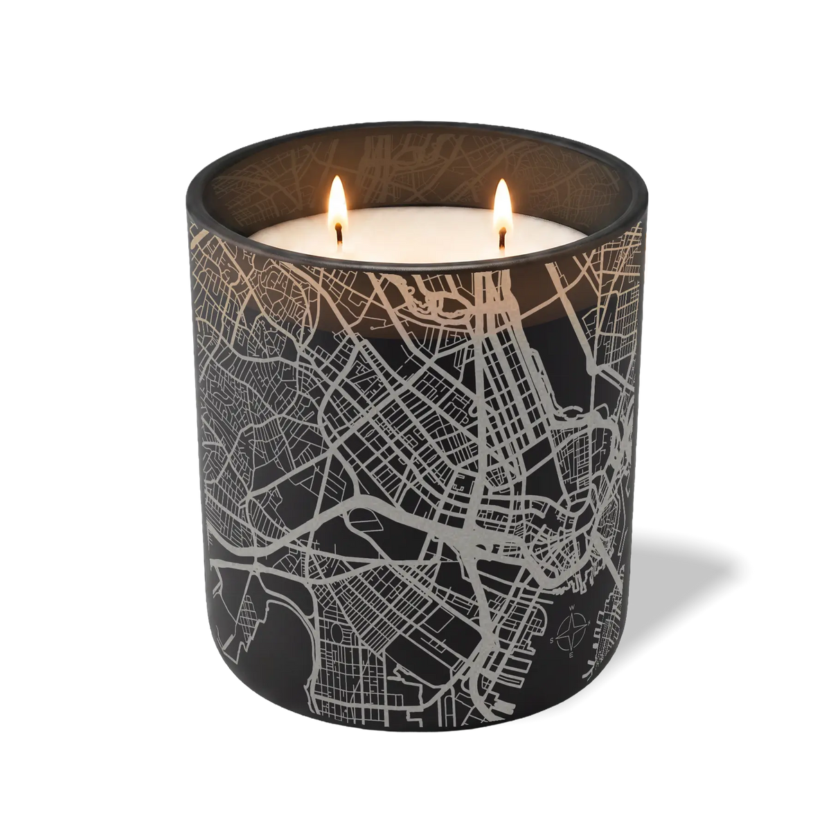 Custom Etched Boston Map - 12 oz Candle Black
