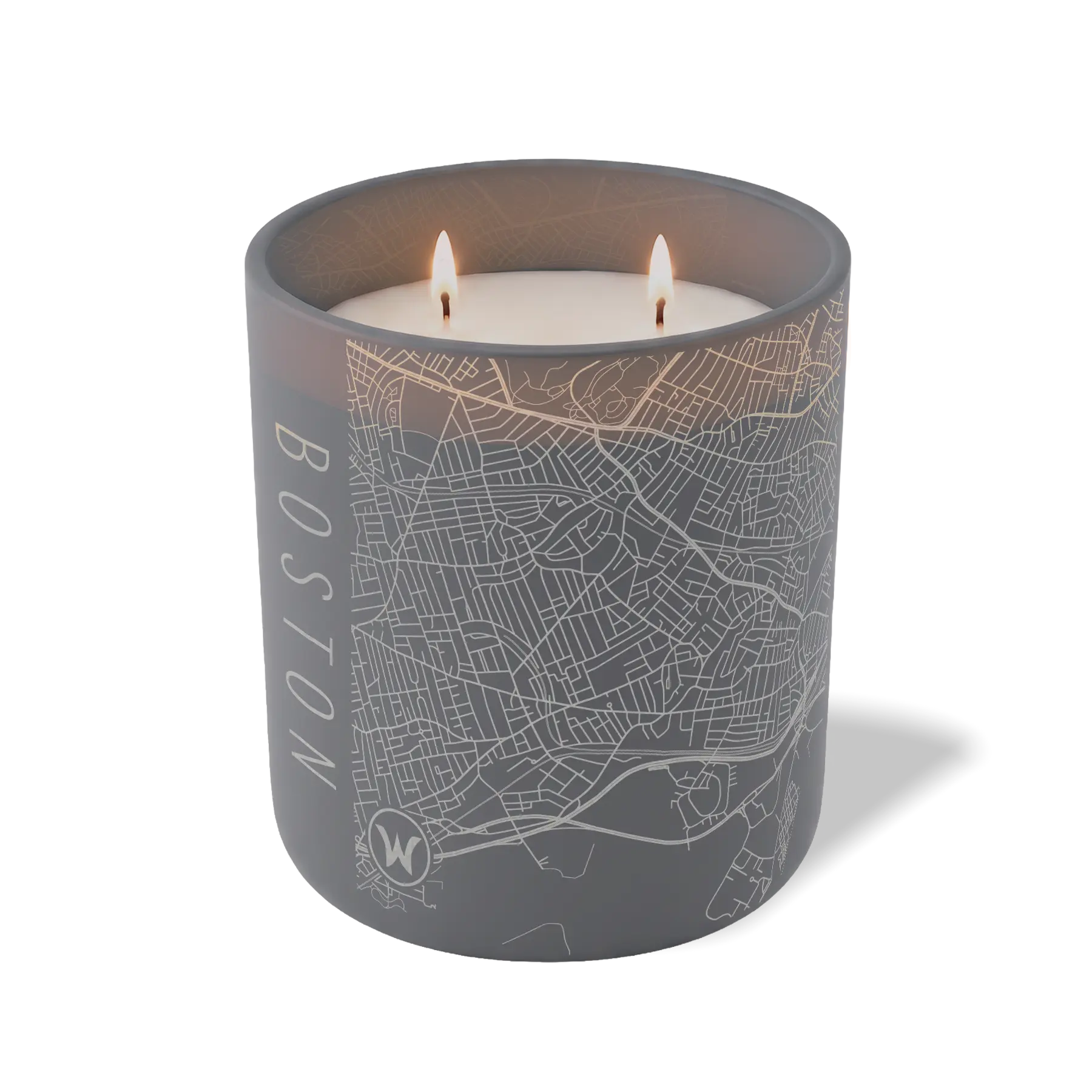 Custom Etched Boston Map - 12 oz Candle Graphite