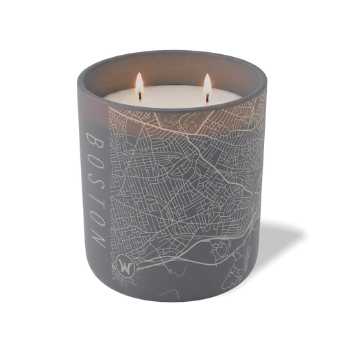 Custom Etched Boston Map - 12 oz Candle Graphite