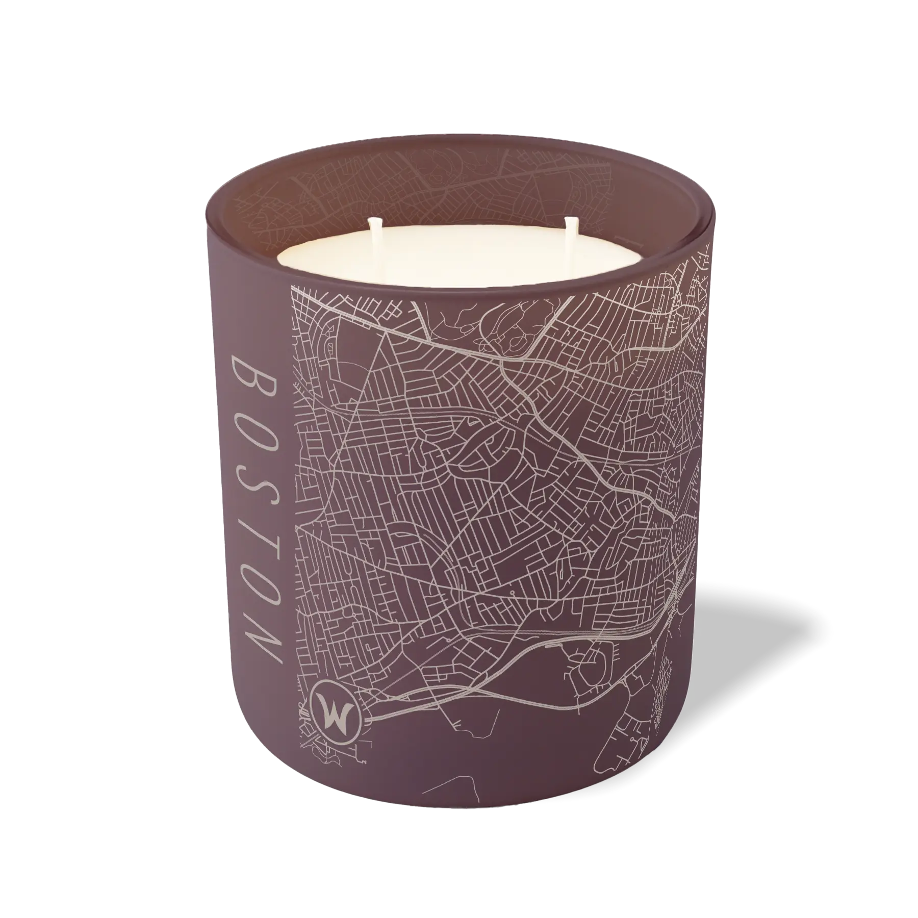 Wild Journey Custom Etched Boston Map 12 oz Studio Series Candle in Velvet Plum
