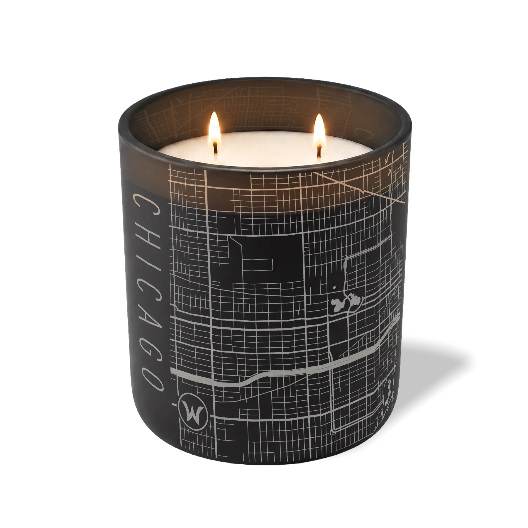 Custom Etched Chicago Map - 12 oz Candle Black