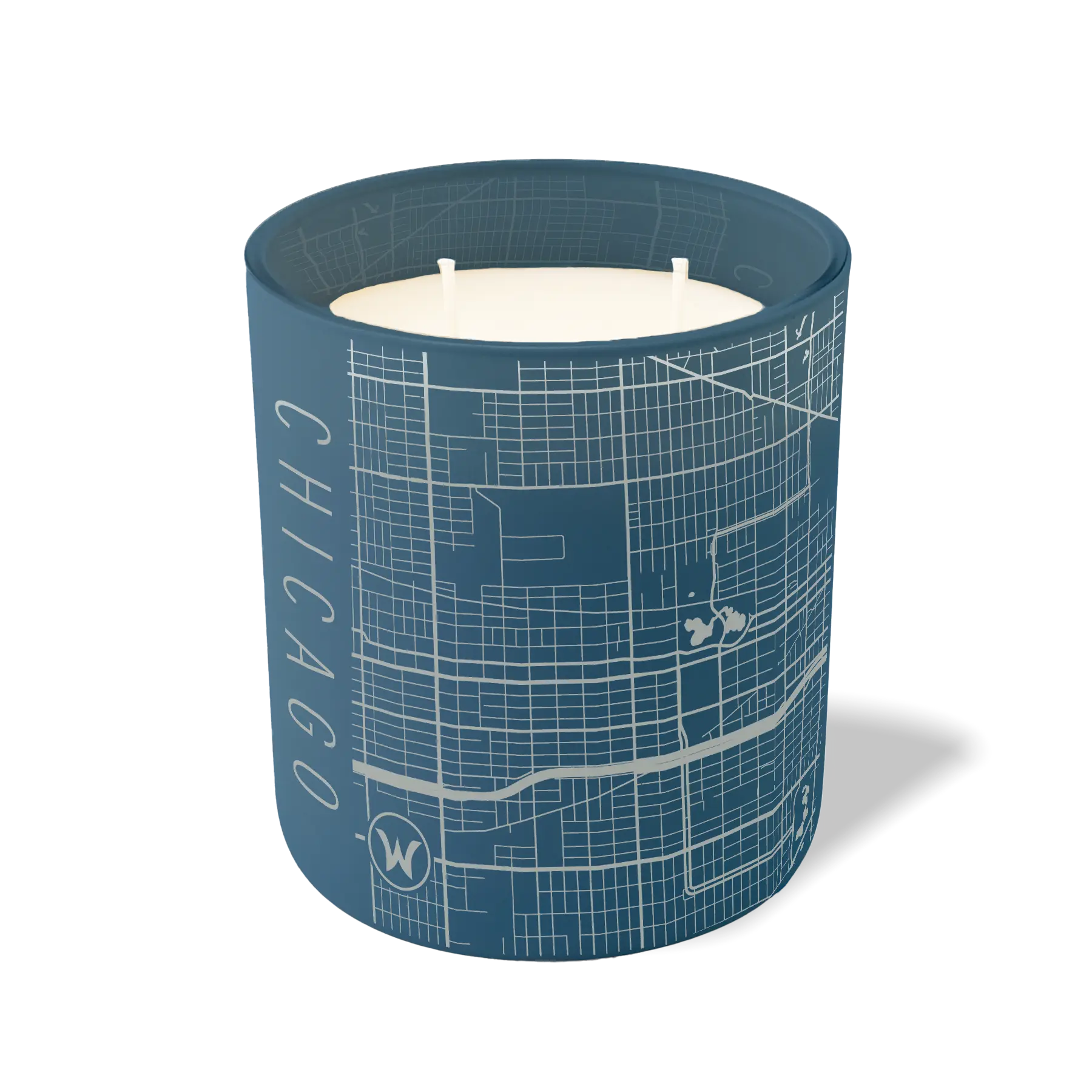 Wild Journey Custom Etched Chicago Map 12 oz Studio Series Candle in Cobalt