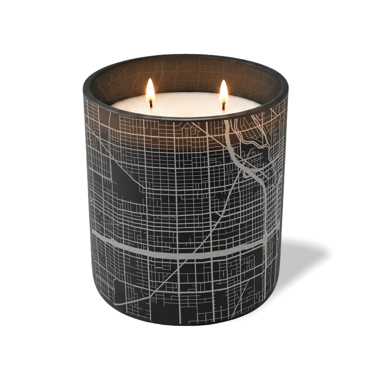 Custom Etched Chicago Map - 12 oz Candle Black