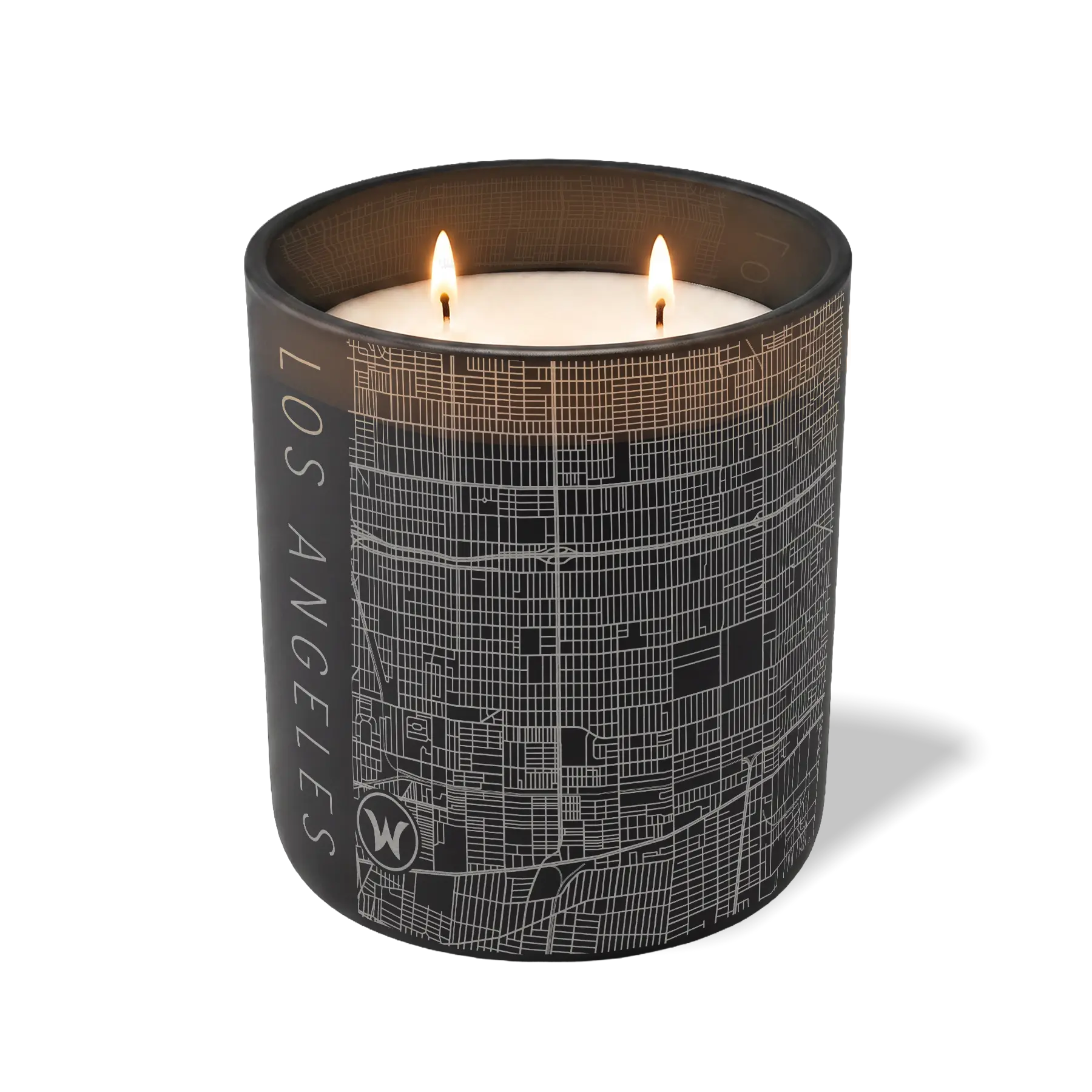 Custom Etched Los Angeles Map - 12 oz Candle Black