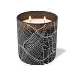 Custom Etched Los Angeles Map - 12 oz Candle Black