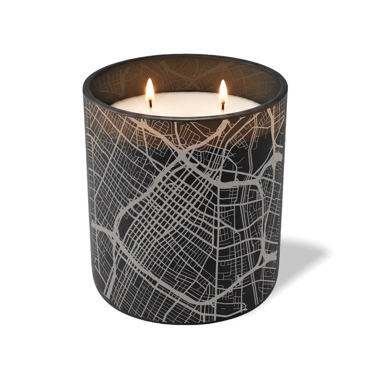 Custom Etched Los Angeles Map - 12 oz Candle Black