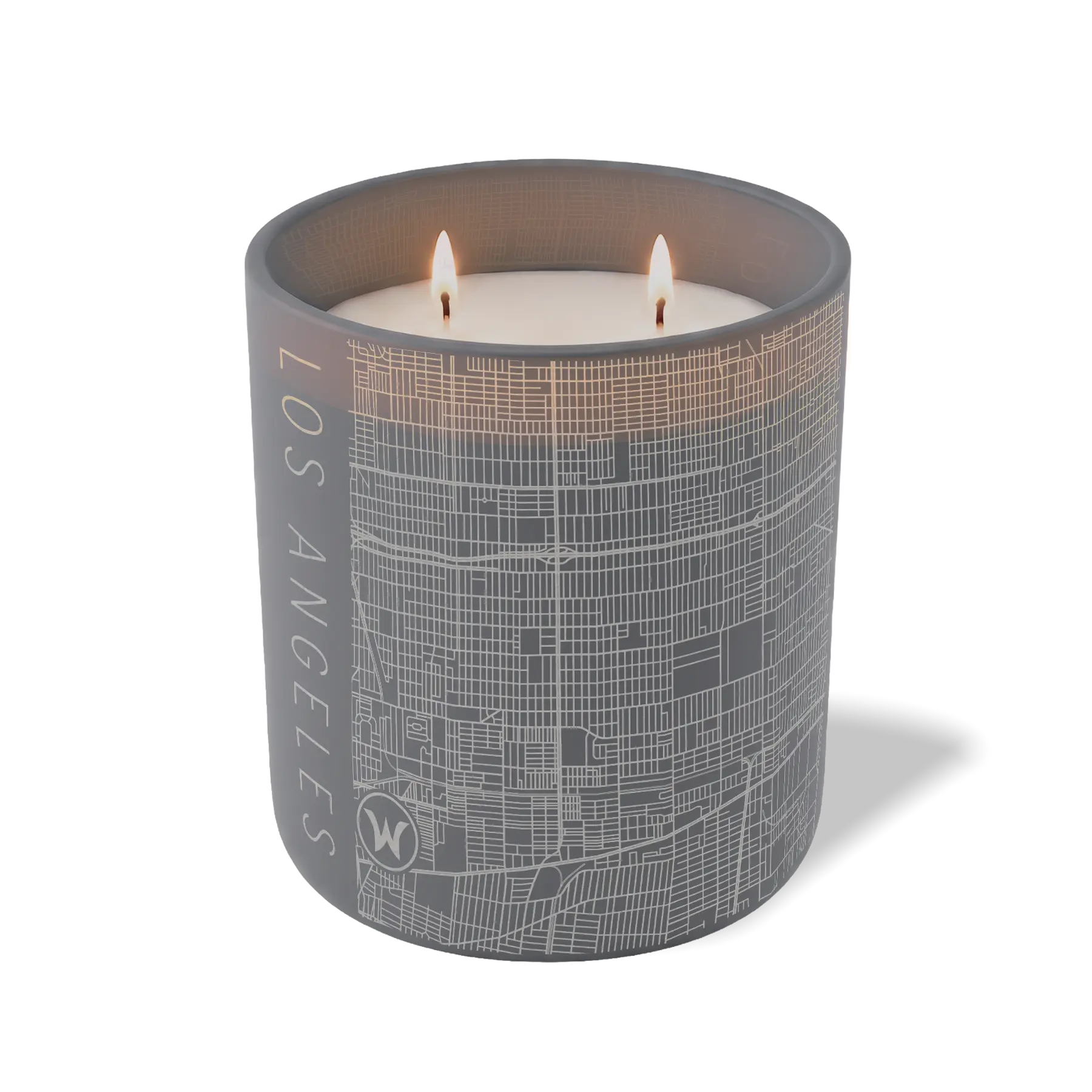 Custom Etched Los Angeles Map - 12 oz Candle Graphite