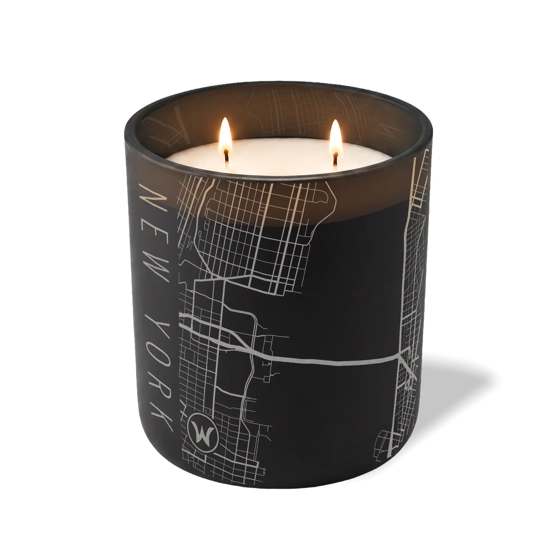 Custom Etched New York City Map - 12 oz Candle Black