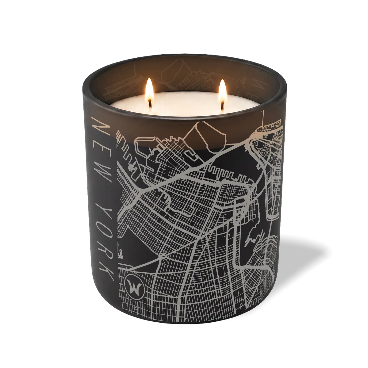 Custom Etched New York City Map - 12 oz Candle Black