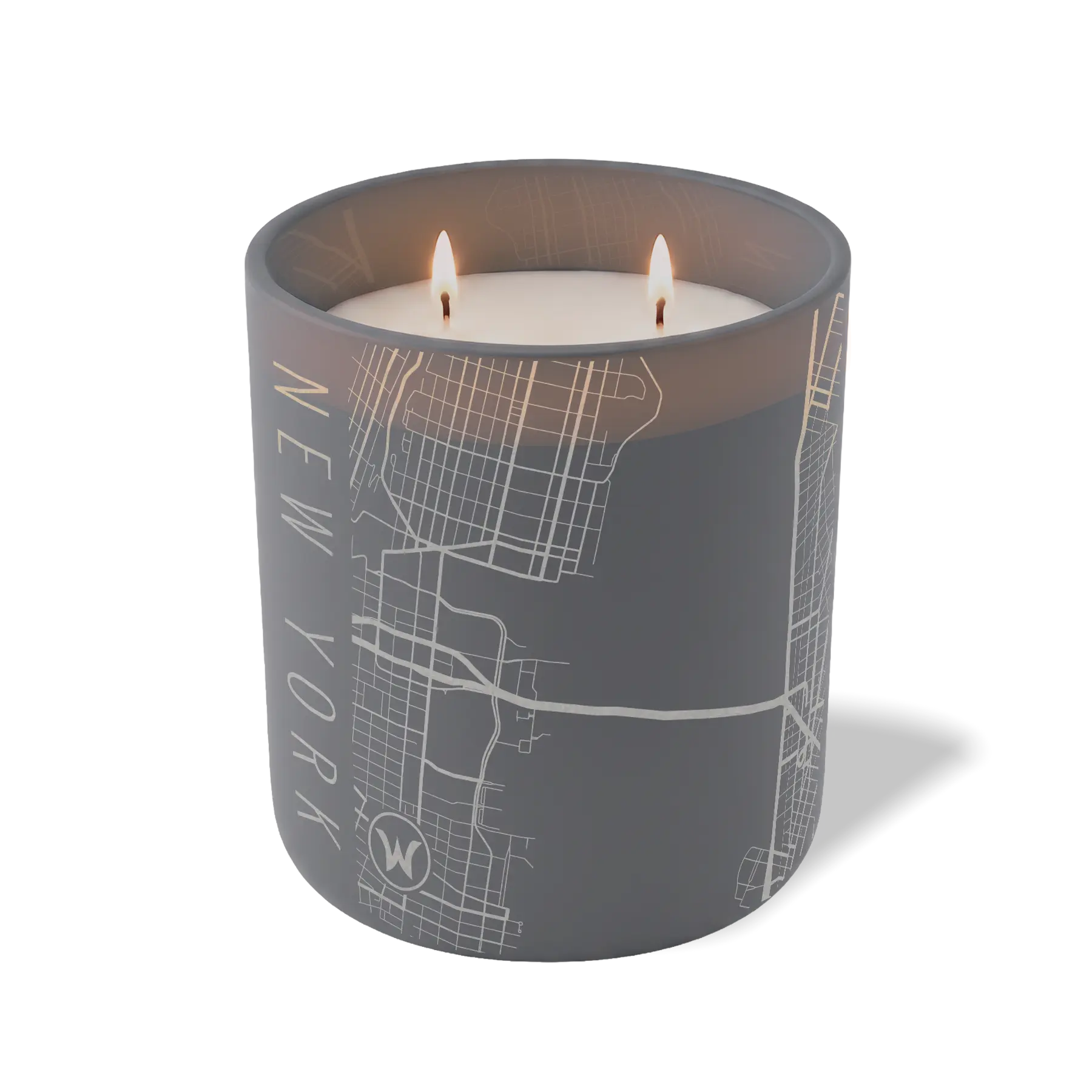 Custom Etched New York City Map - 12 oz Candle Graphite
