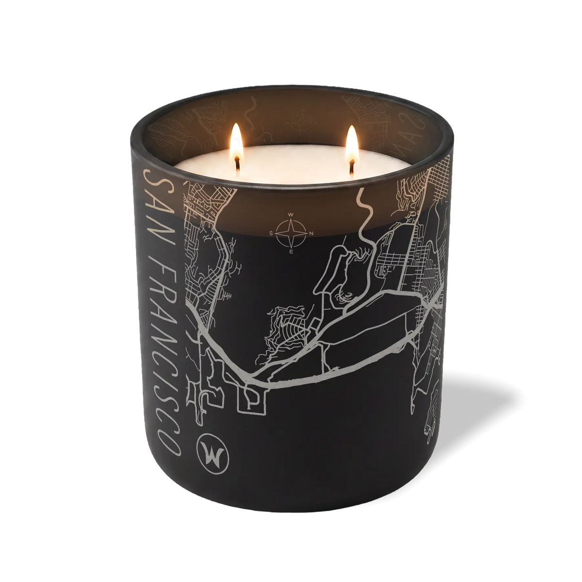 Custom Etched San Francisco Map - 12 oz Candle Black