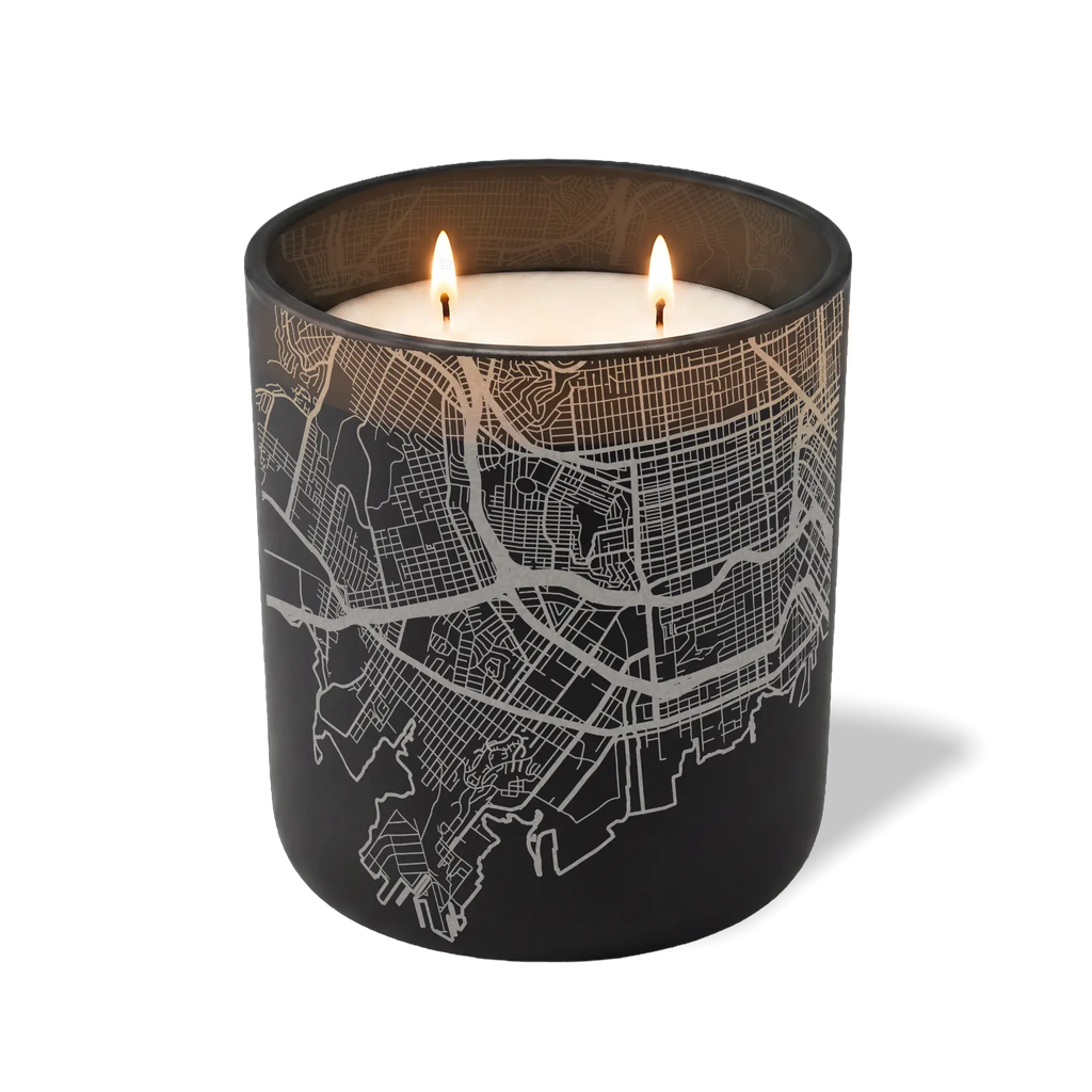 Custom Etched San Francisco Map - 12 oz Candle Black
