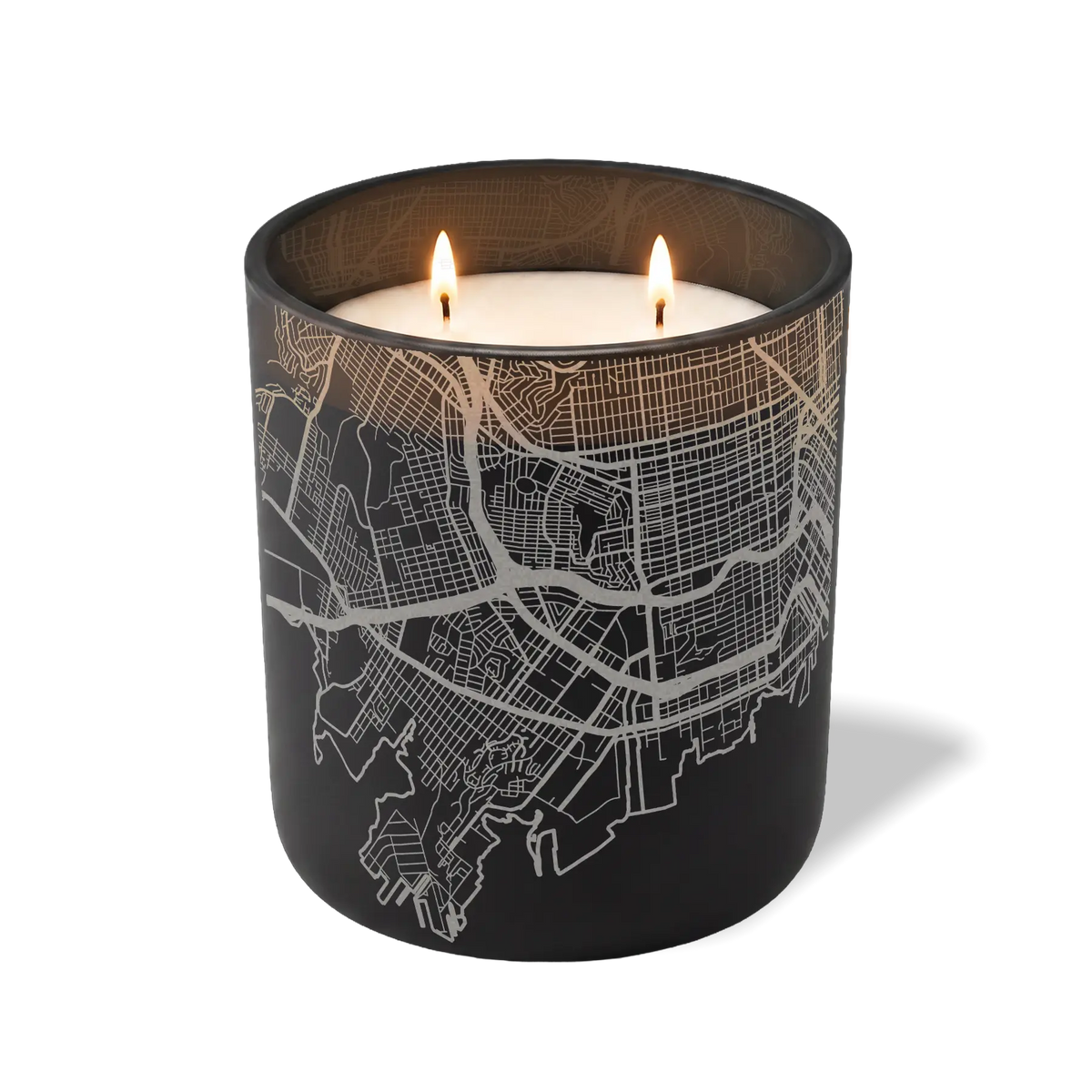 Custom Etched San Francisco Map - 12 oz Candle Black