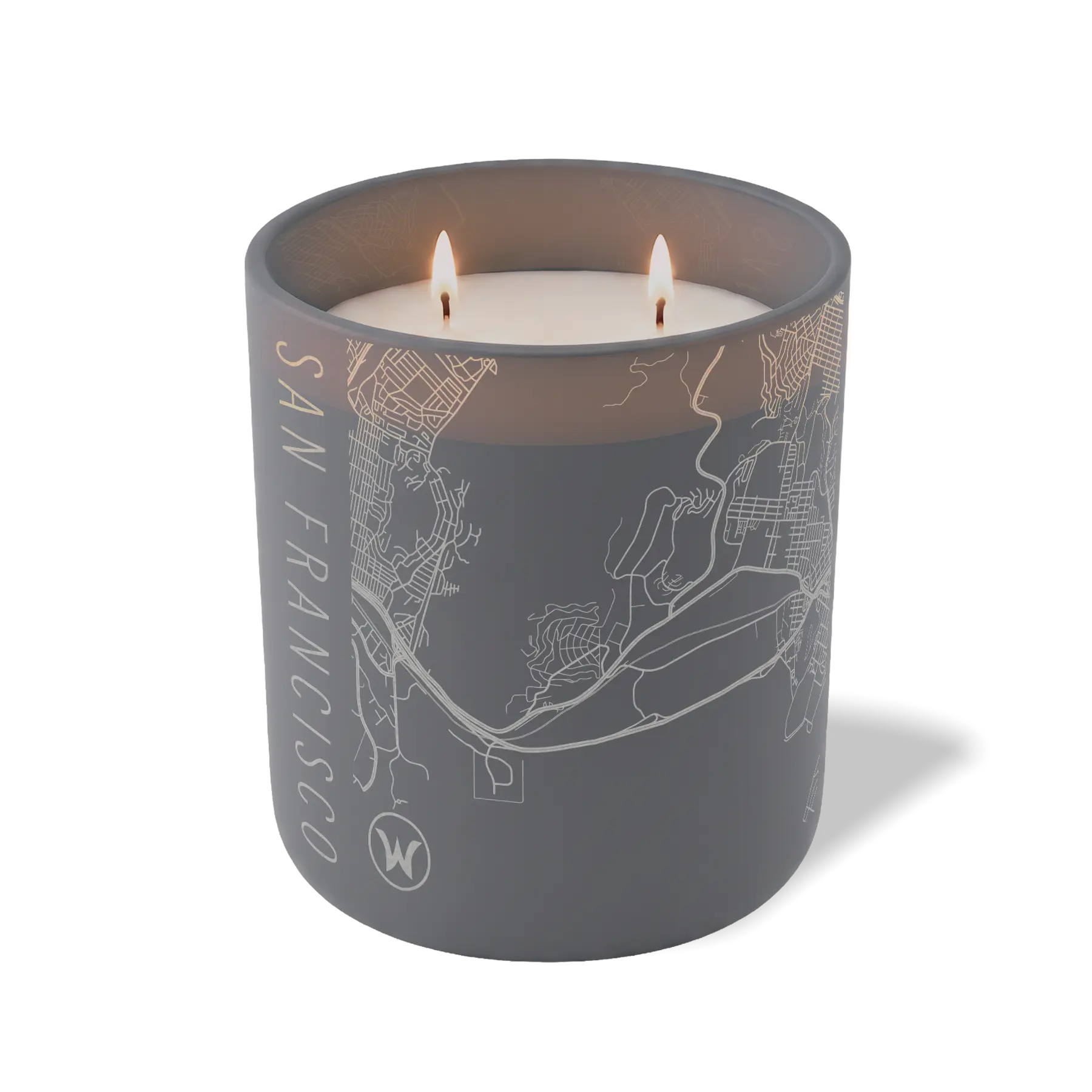 Custom Etched San Francisco Map - 12 oz Candle Graphite