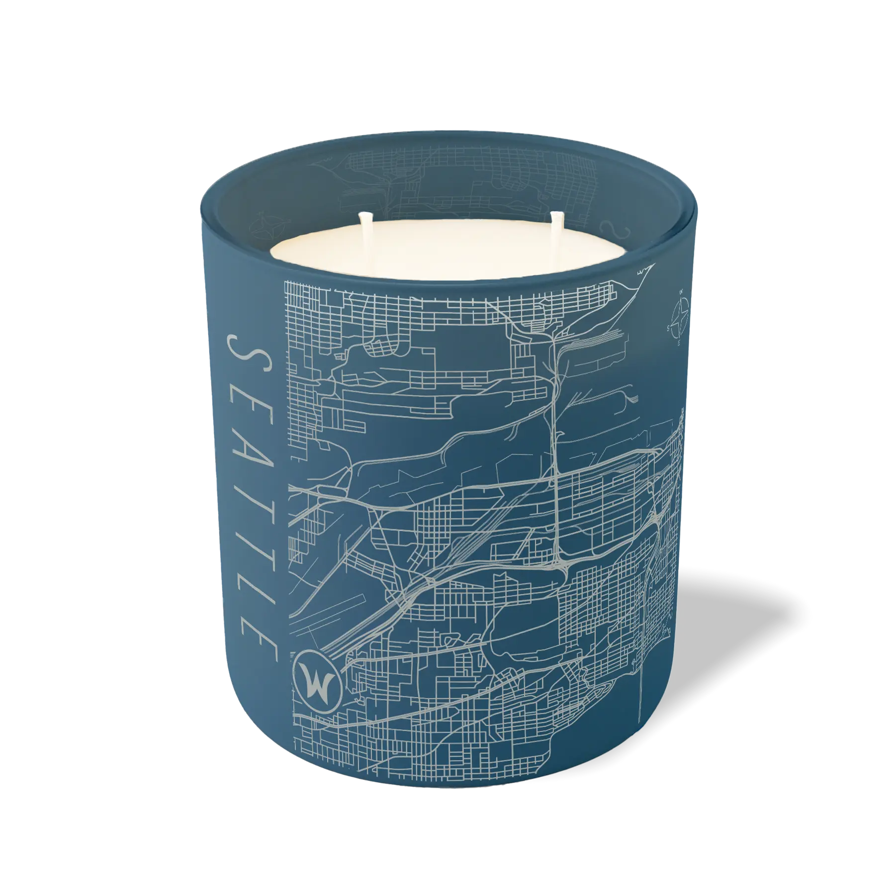 Wild Journey Custom Etched Seattle Map 12 oz Studio Series Candle in Cobalt