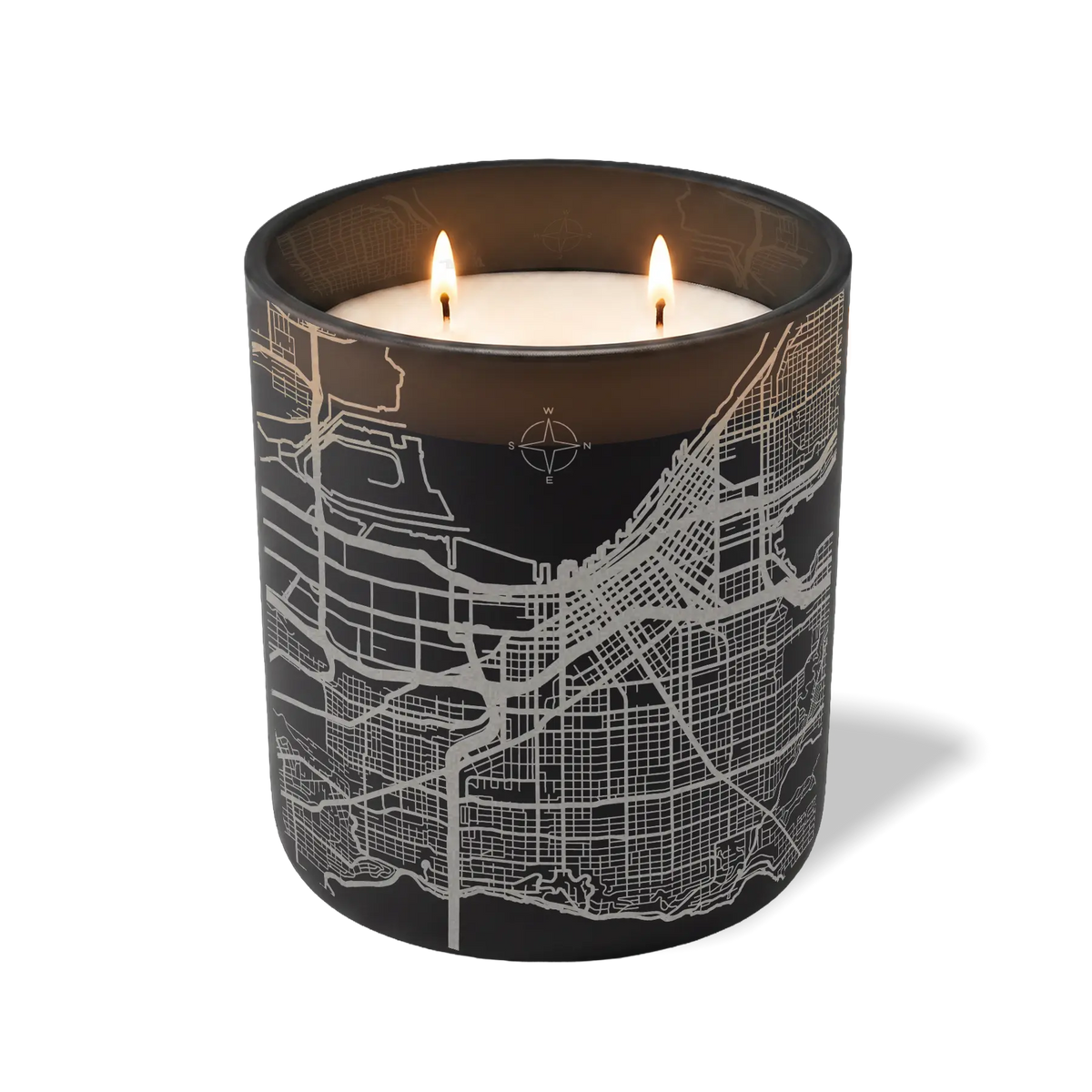 Custom Etched Seattle Map - 12 oz Candle Black