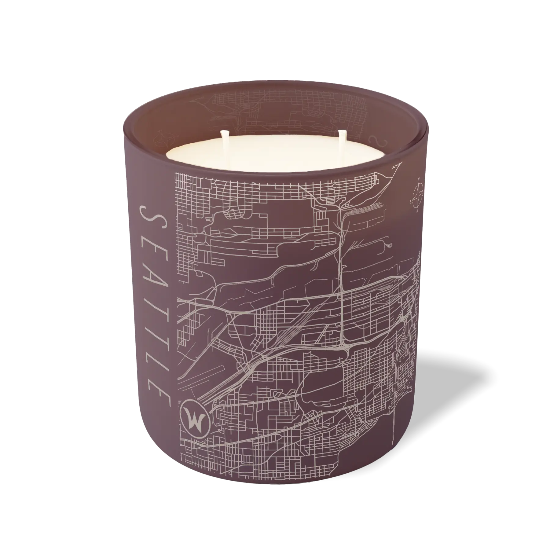 Wild Journey Custom Etched Seattle Map 12 oz Studio Series Candle in Velvet Plum