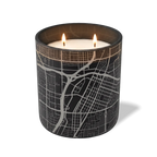 Custom Etched Las Vegas Map - 12 oz Candle Black