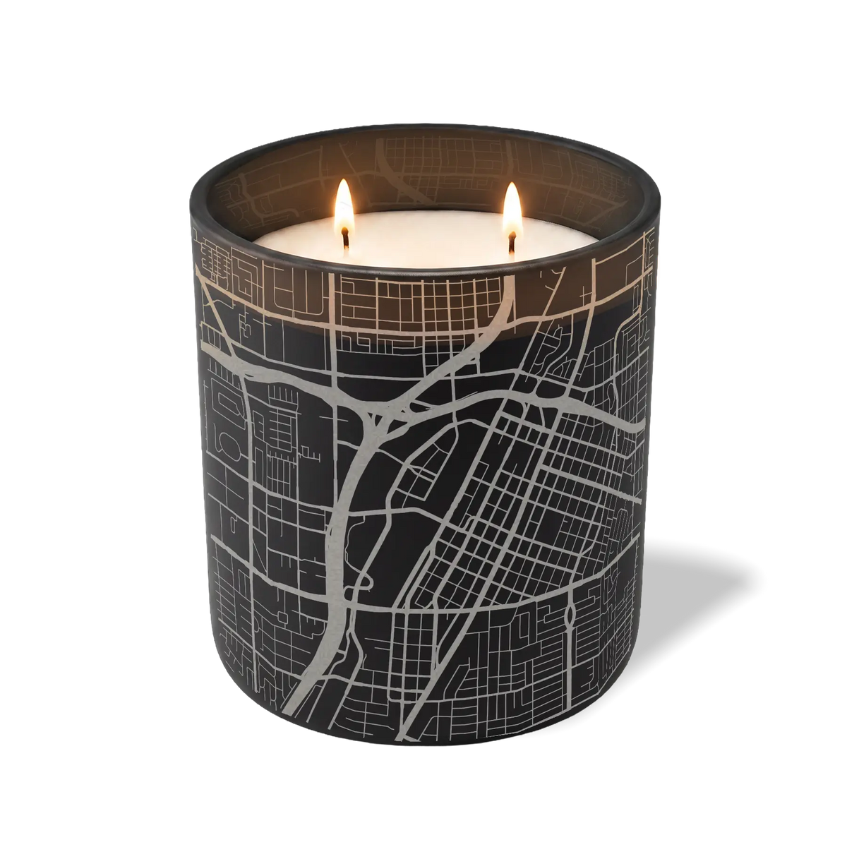 Custom Etched Las Vegas Map - 12 oz Candle Black