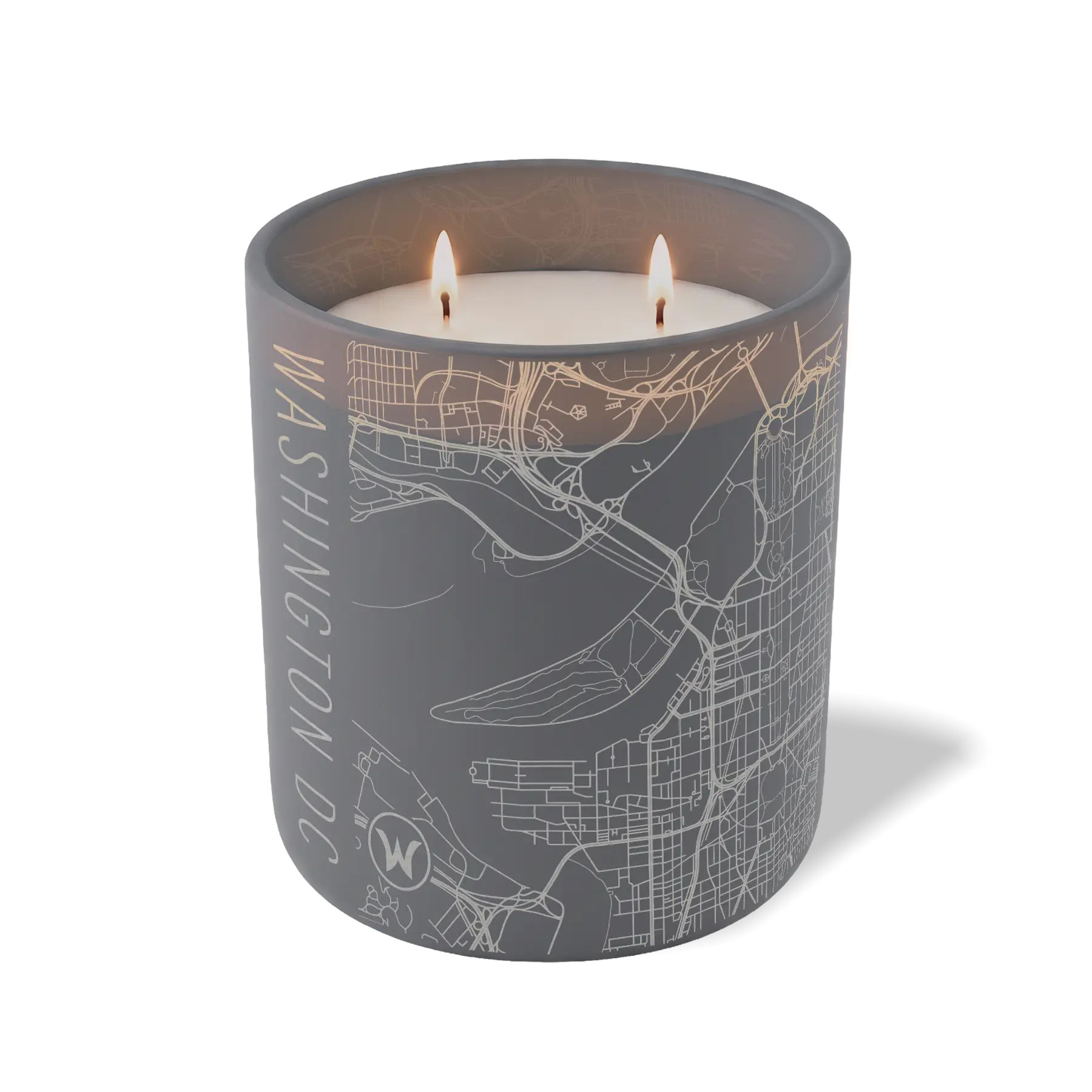 Custom Etched Washington DC Map - 12 oz Candle Graphite