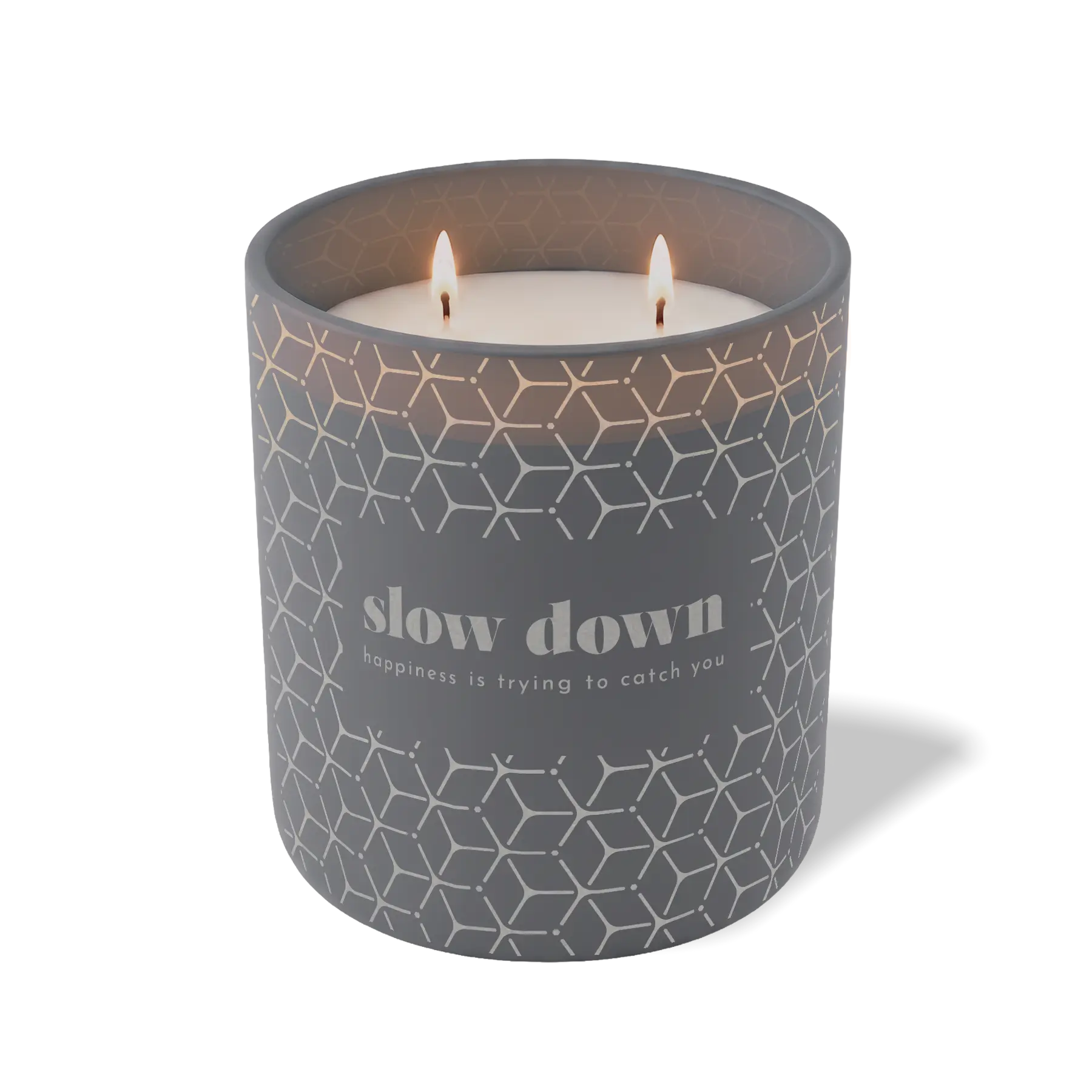 Custom Etched Slow Down Happiness is Trying to Catch You 12 oz Studio Series Candle - Graphite