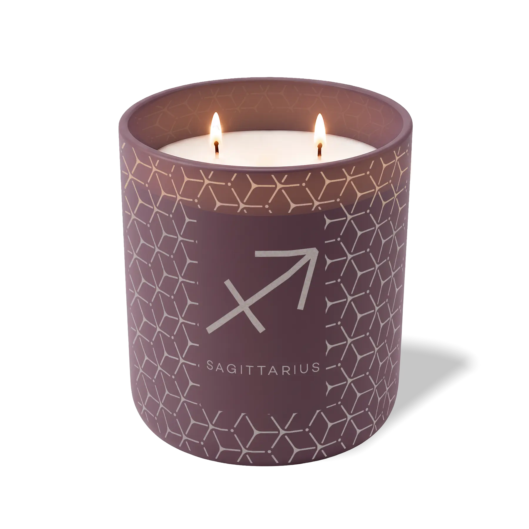 Wild Journey Custom Etched Sagittarius Symbol 12 oz Studio Series Candle in Velvet Plum