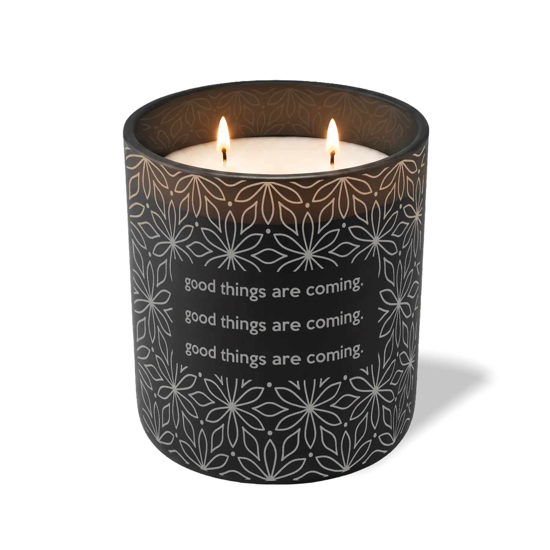 Custom Etched Good Things Are Coming 12 oz Studio Series Candle - Black