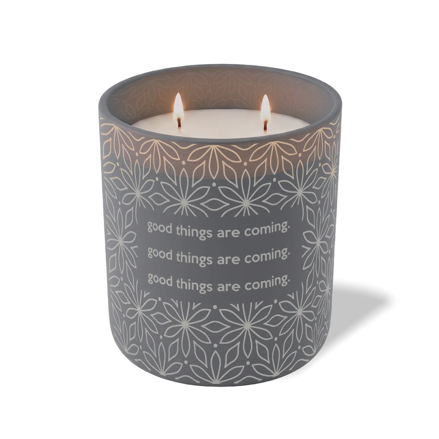 Custom Etched Good Things Are Coming 12 oz Studio Series Candle - Graphite