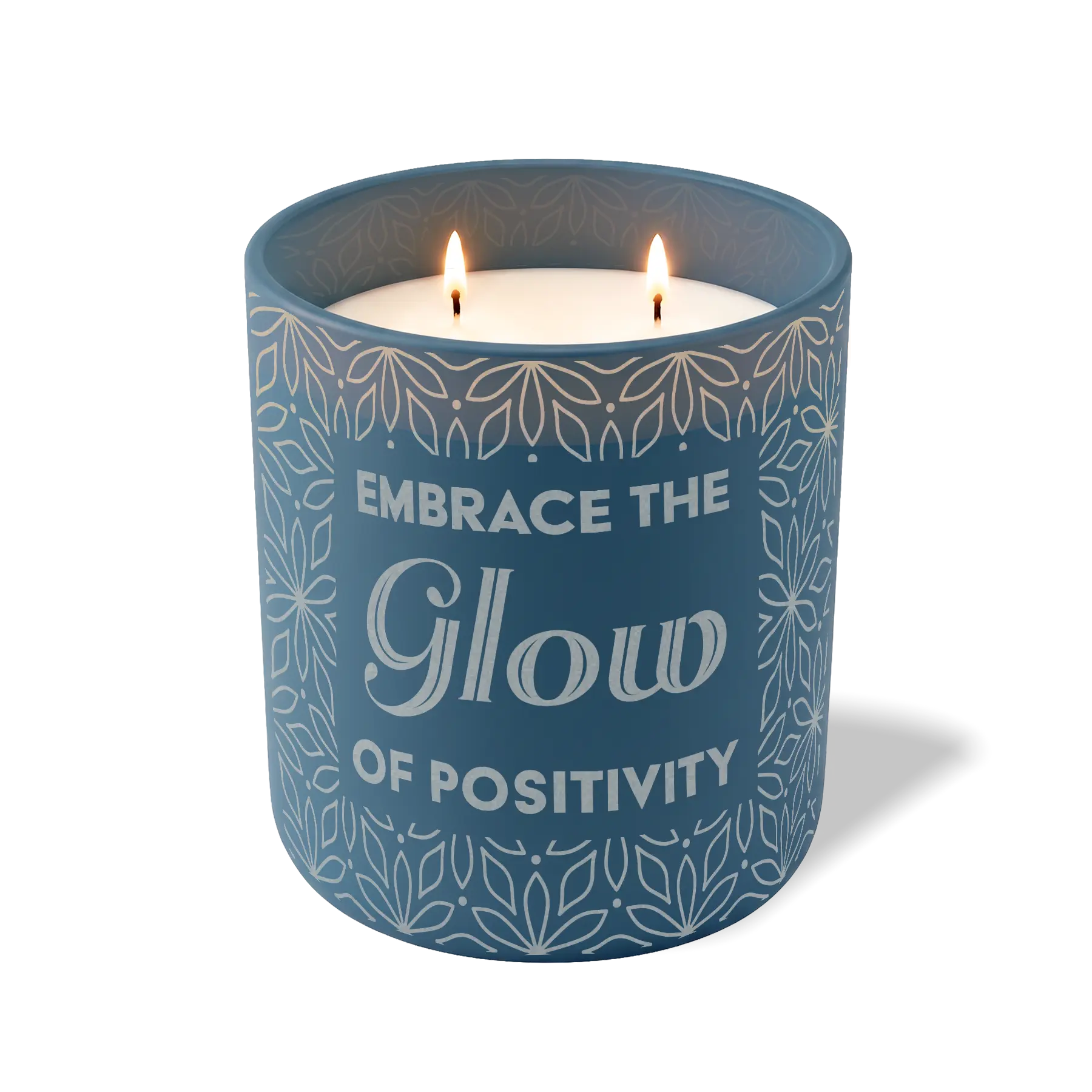 Wild Journey Custom Etched Embrace the Glow of Positivity 12 oz Studio Series Candle in Cobalt