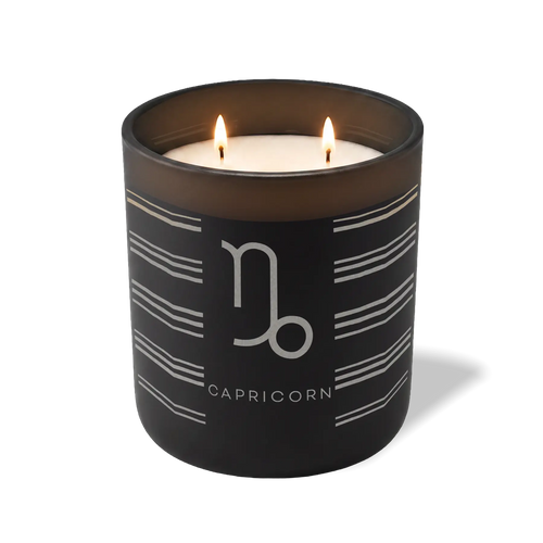 Custom Etched Capricorn Symbol 12 oz Studio Series Candle - Black