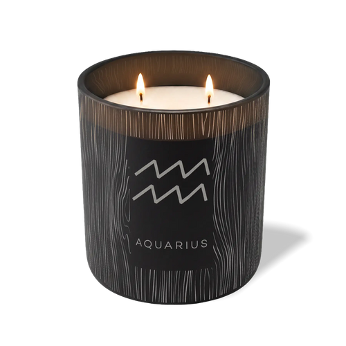 Custom Etched Aquarius Symbol 12 oz Studio Series Candle - Black