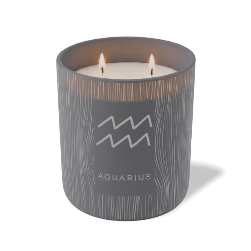 Custom Etched Aquarius Symbol 12 oz Studio Series Candle - Graphite