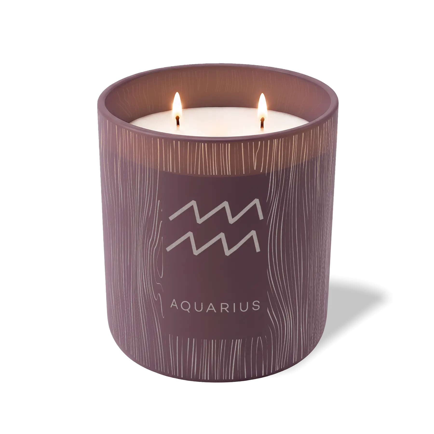 Wild Journey Custom Etched Aquarius Symbol 12 oz Studio Series Candle in Velvet Plum