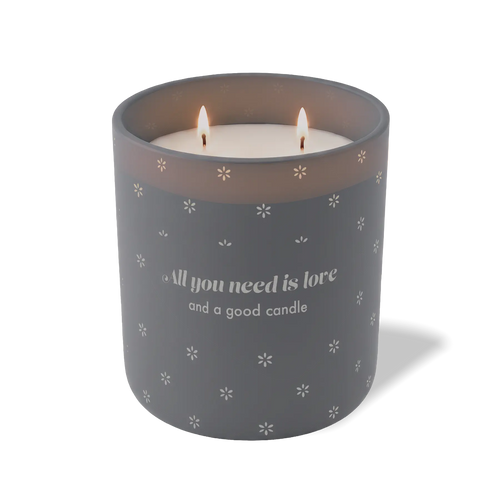 Custom Etched All You Need is Love and a Good Candle 12 oz Studio Series Candle - Graphite