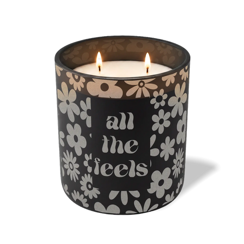 Custom Etched All The Feels 12 oz Studio Series Candle - Black