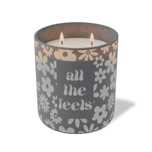 Custom Etched All The Feels 12 oz Studio Series Candle - Graphite