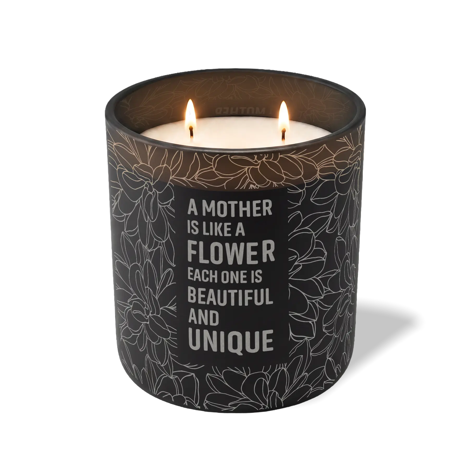Custom Etched A Mother is Like a Flower 12 oz Studio Series Candle - Black