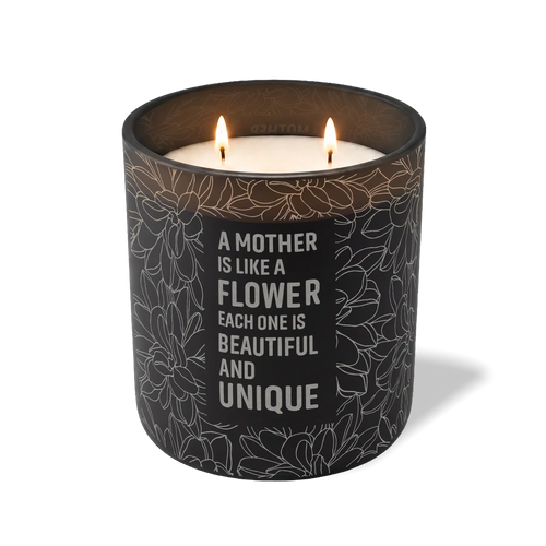 Custom Etched A Mother is Like a Flower 12 oz Studio Series Candle - Black