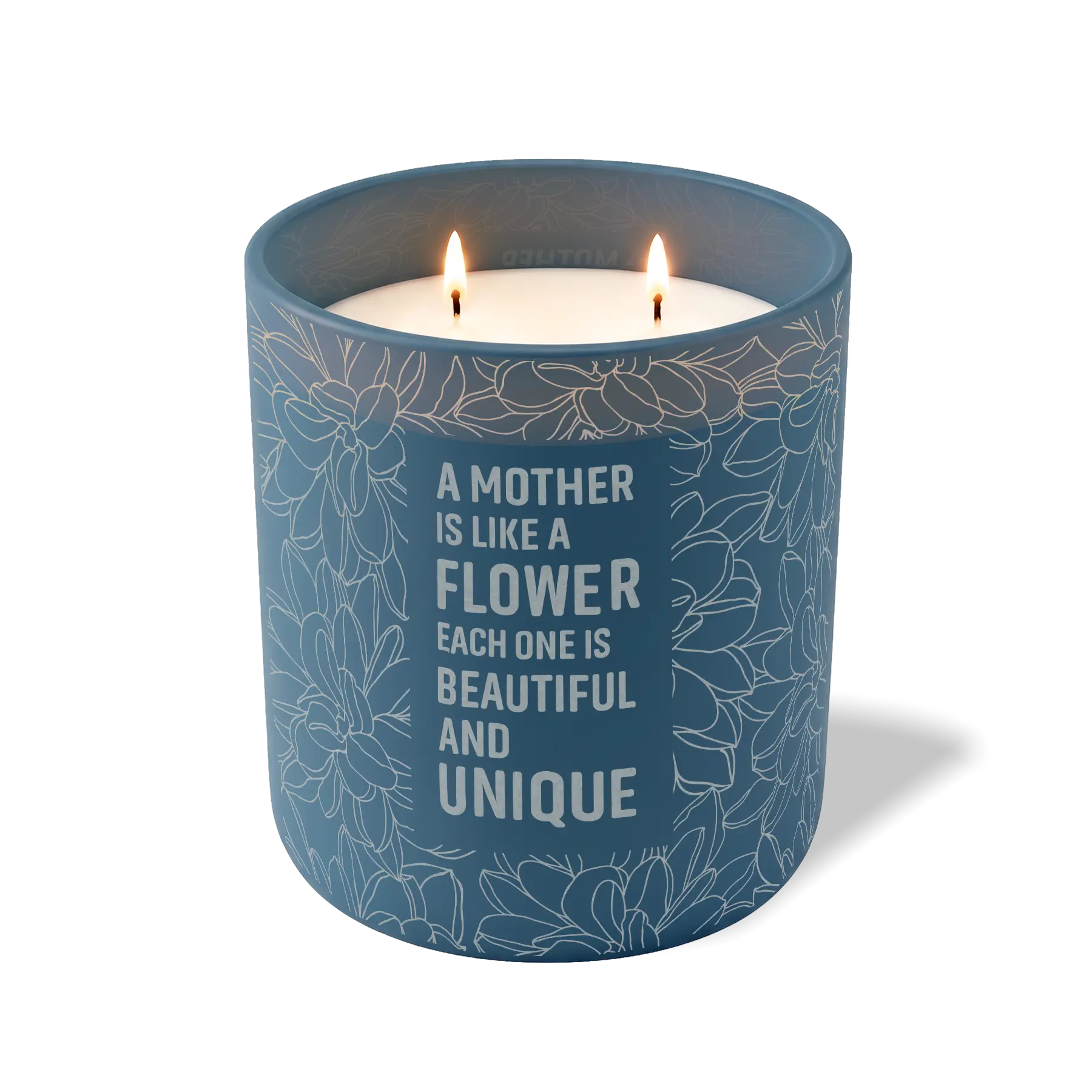 Wild Journey Custom Etched A Mother is Like a Flower 12 oz Studio Series Candle in Cobalt