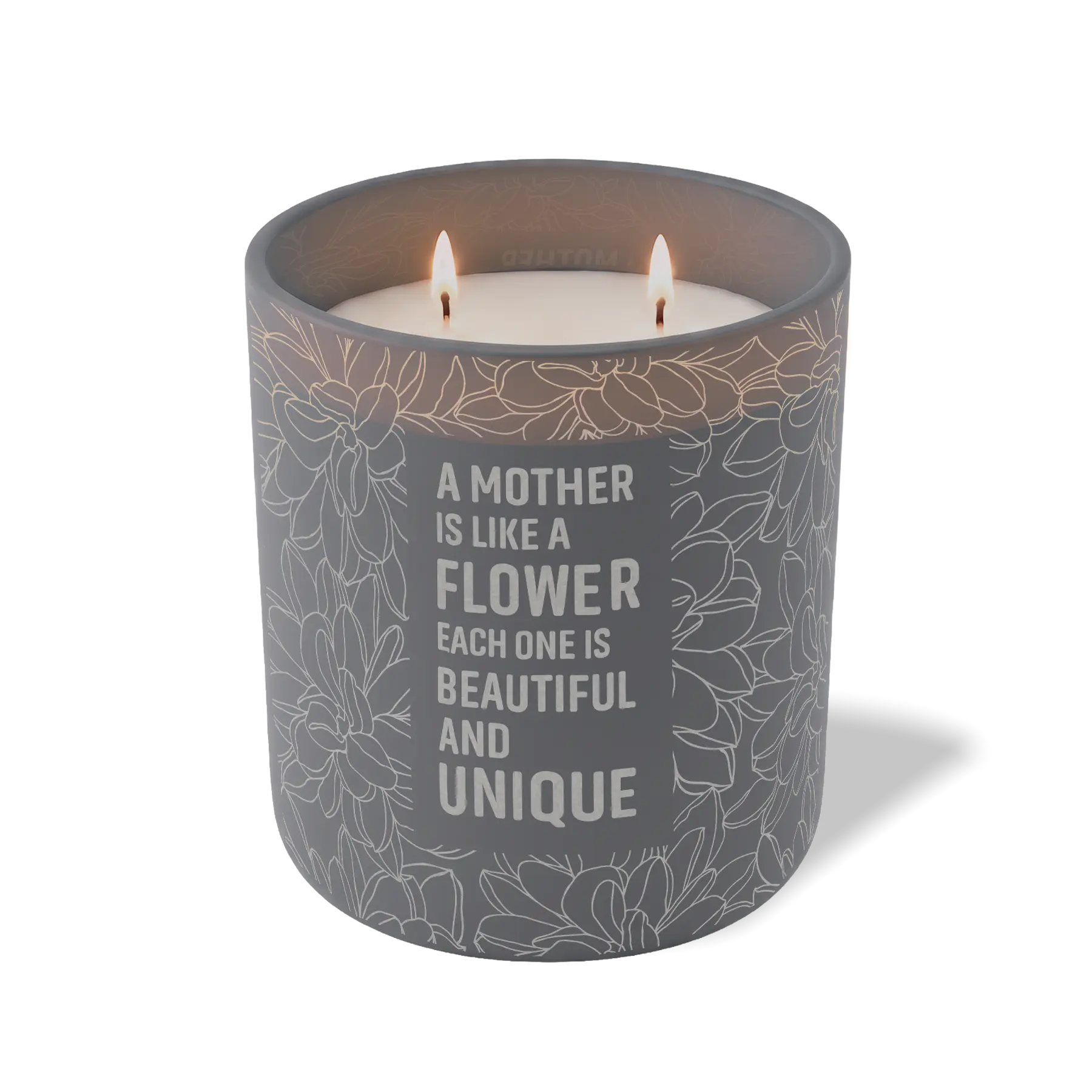 Custom Etched A Mother is Like a Flower 12 oz Studio Series Candle - Graphite